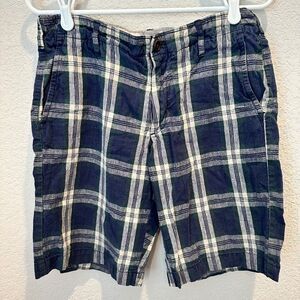 Men’s Bonobos Blue Green White Plaid Cotton Linen Blend Shorts - Size 30 - EUC